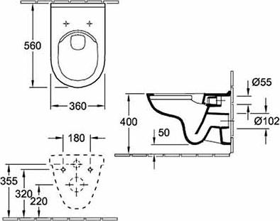 Инсталляция с клавишей смыва Grohe Rapid SL 38772001 с унитазом Villeroy & Boch O'Novo 5660HR01 с сиденьем микролифт