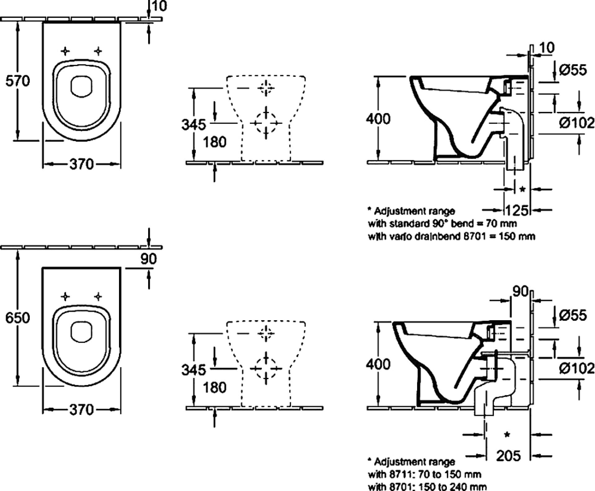 Унитаз приставной Villeroy & Boch Subway 6607 1001 alpin