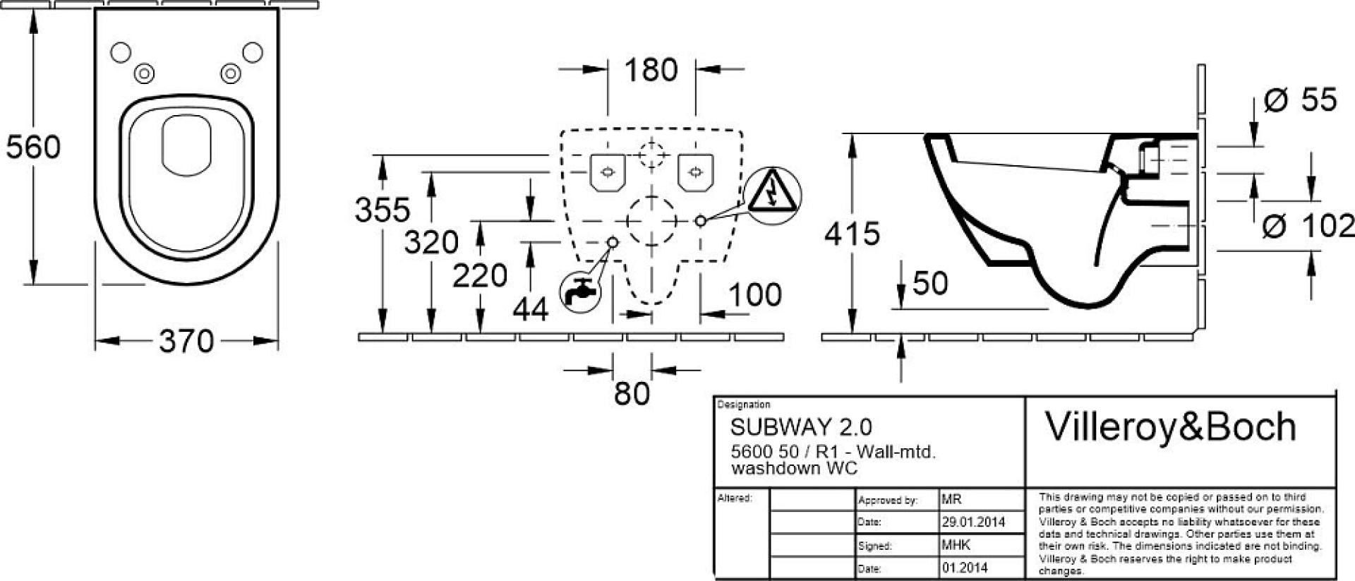 Унитаз подвесной Villeroy & Boch Subway 2.0 560050R1 alpin