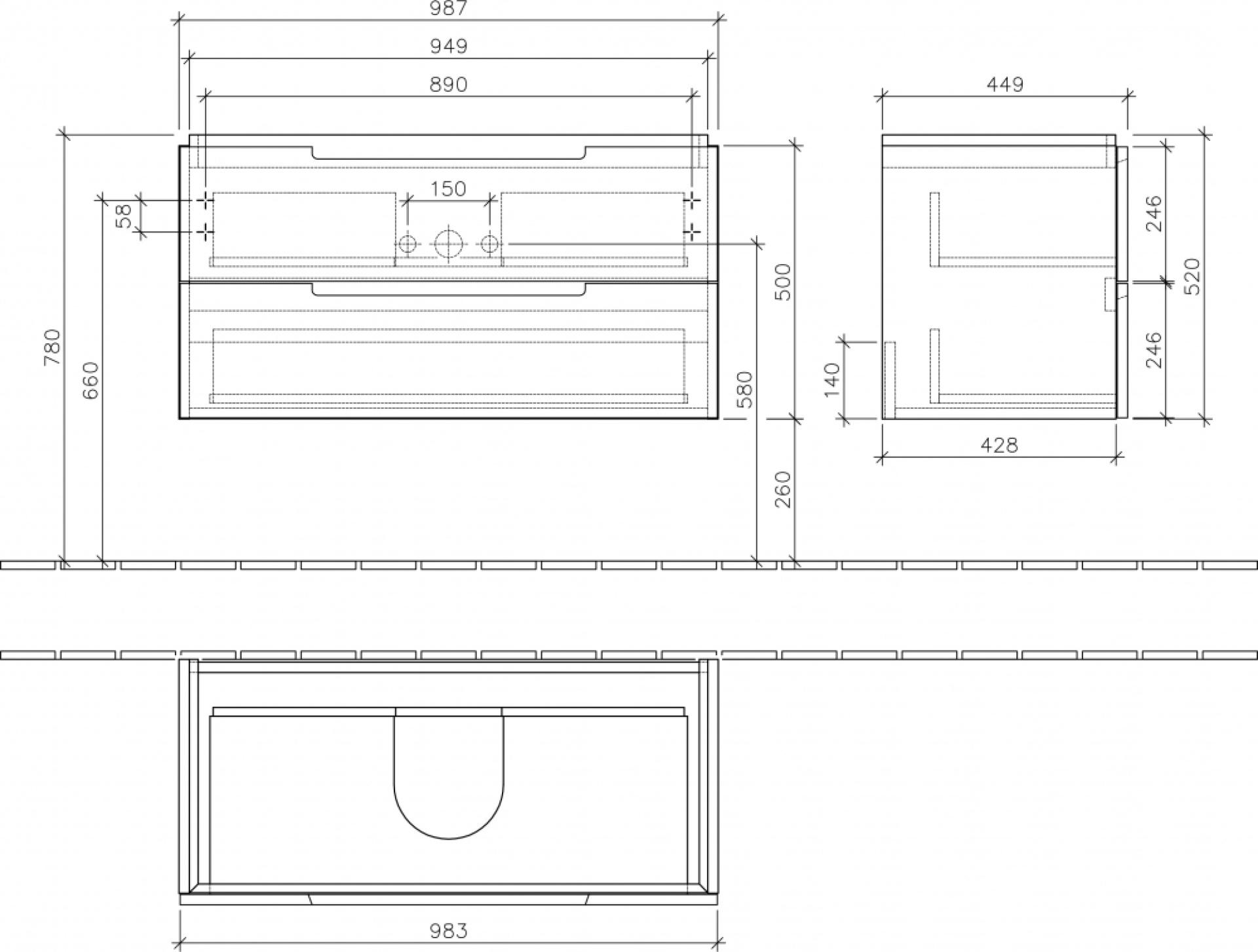 Тумба для комплекта Villeroy & Boch Subway 2.0 100 glossy white