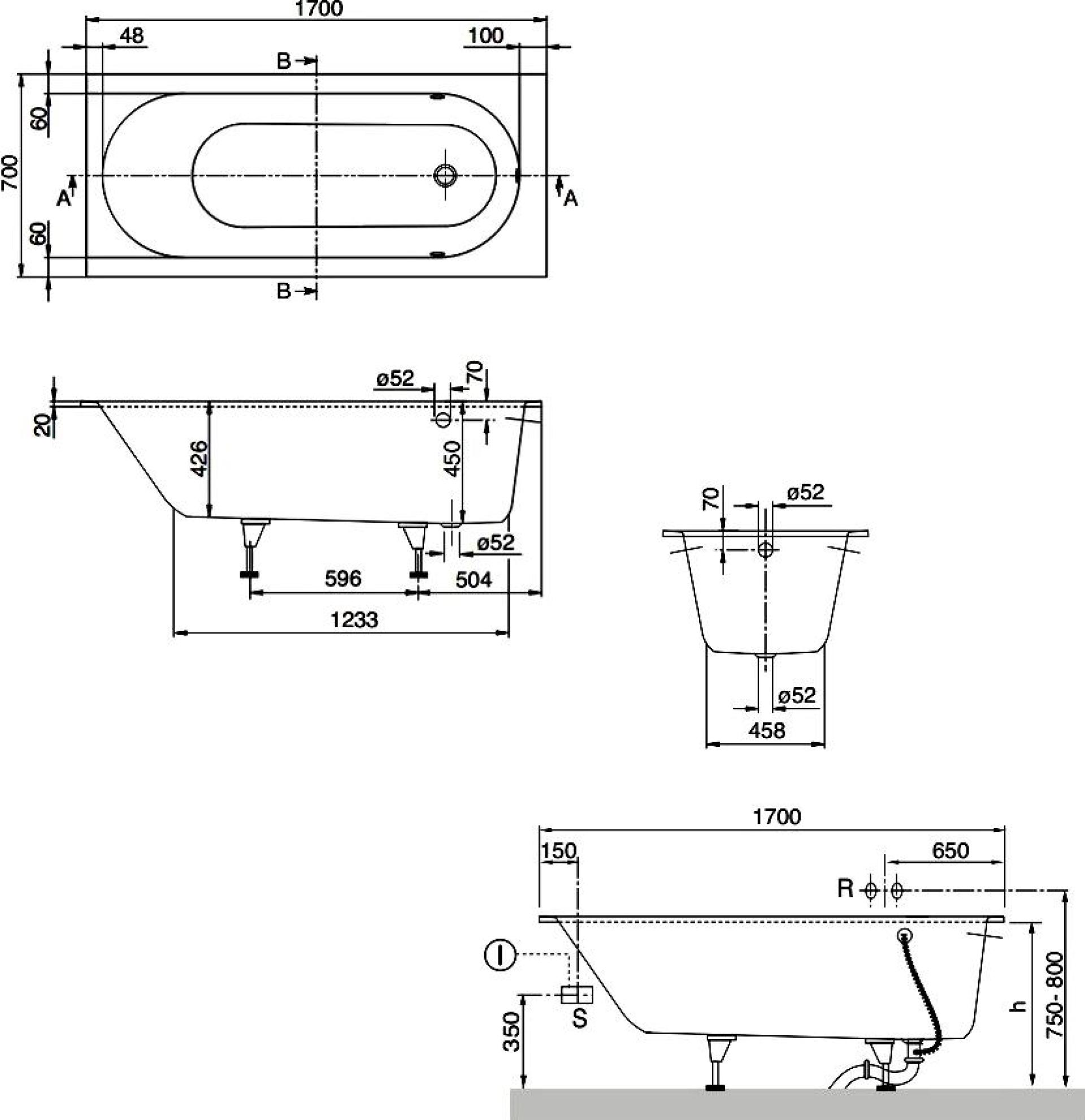 Квариловая ванна 170х70 Villeroy & Boch Oberon UBQ177OBE2V-01 alpin