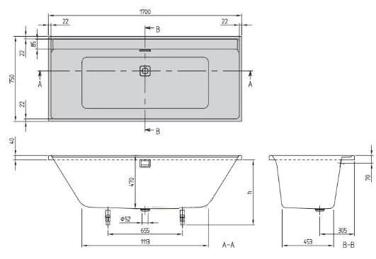 Акриловая ванна Villeroy & Boch Collaro UBA170COR2NV-01 белый