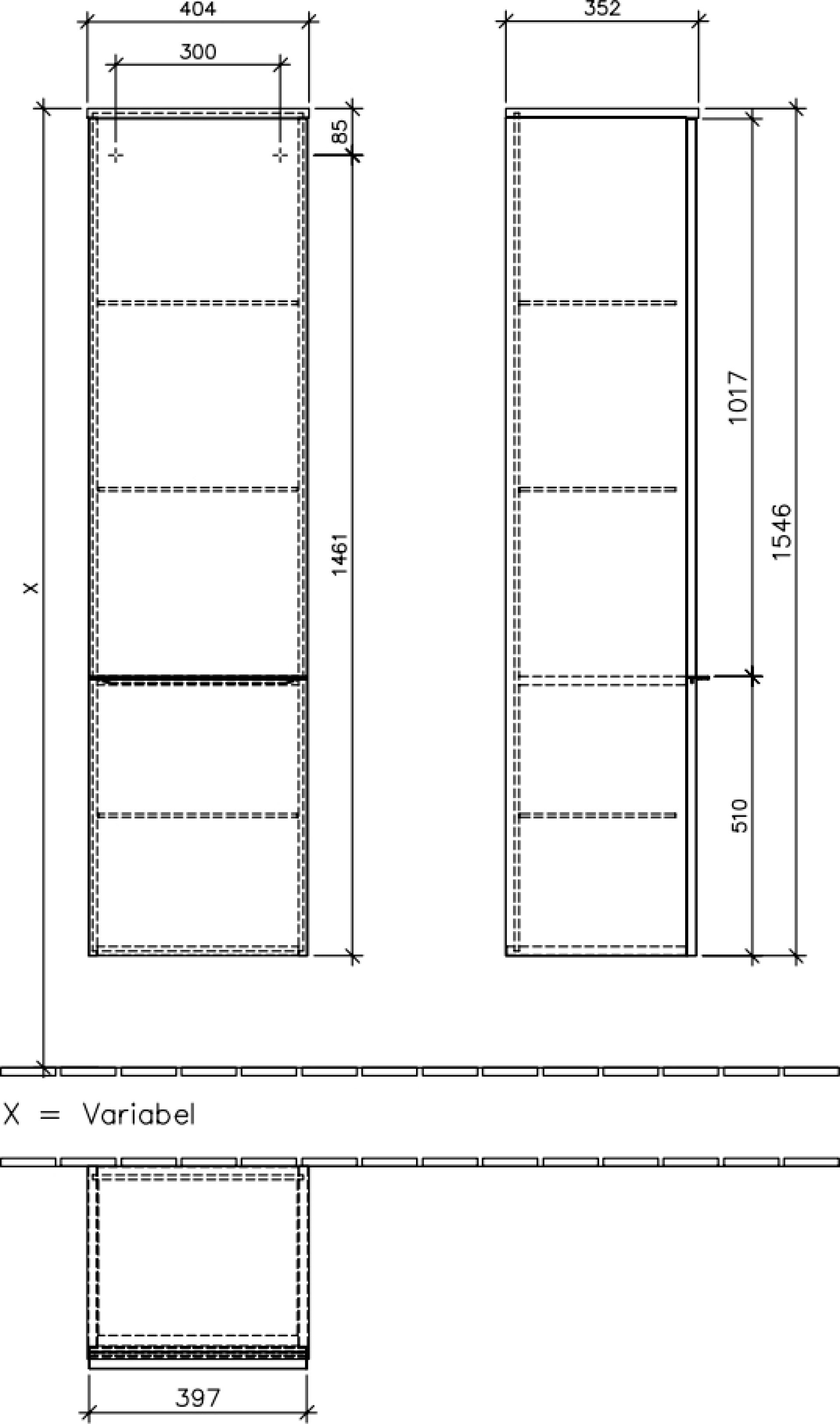 Шкаф-пенал Villeroy & Boch Venticello A95111 DX glossy white R