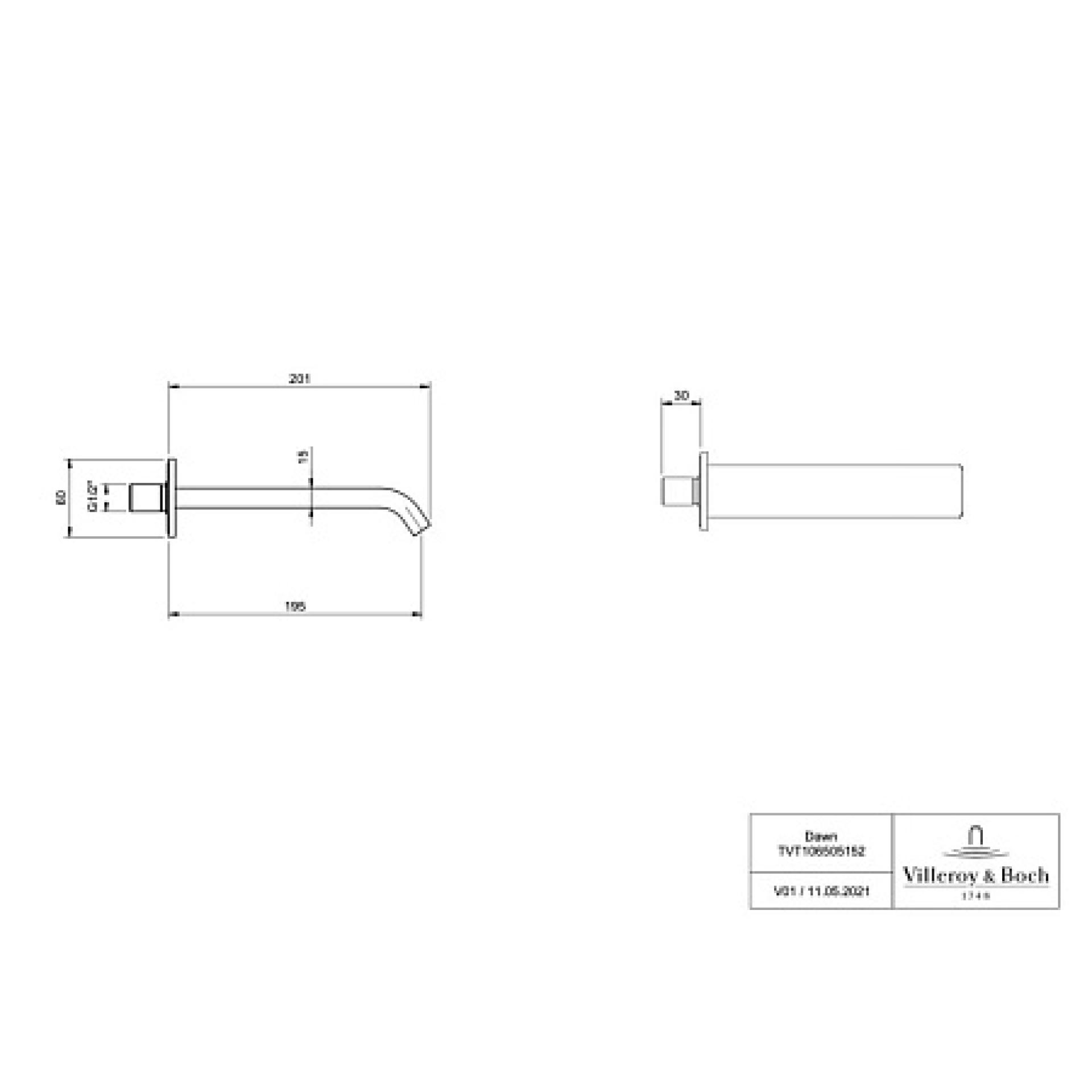 Излив для раковины Villeroy & Boch Dawn TVT10650515274 хром