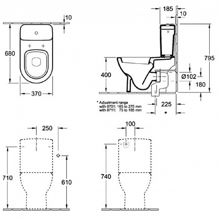 Унитаз напольный Villeroy & Boch Subway 6610 10R1 alpin ceramicplus с бачком 7723 11 R1 alpin