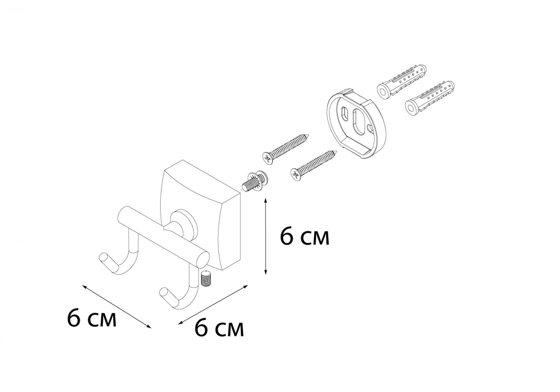 Крючок FIXSEN Kvadro двойной FX-61305B