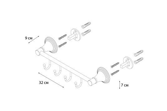 Планка FIXSEN Luksor 4 крючка FX-71605-4B