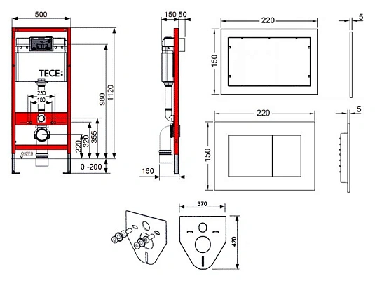 Инсталляция Tece с унитазом Villeroy&Boch Omnia Architectura 5684 H101, сиденье микролифт, комплект