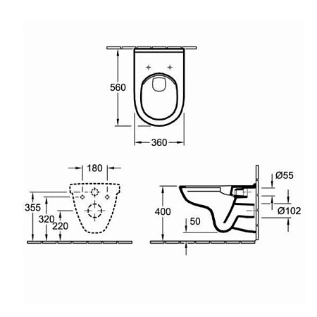 Инсталляция Villeroy&Boch ViConnect 92246100 с унитазом Villeroy & Boch Targa Rimless 5860HR01, сиденье Quick Release, Soft Close, комплект