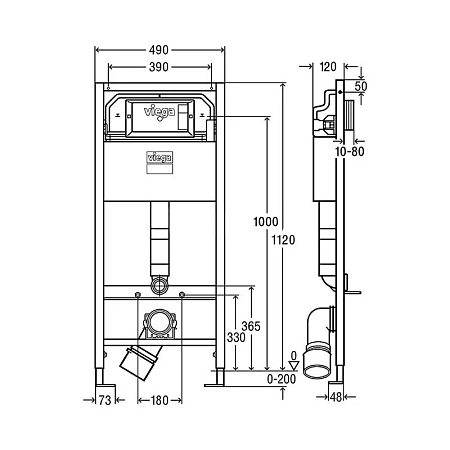 Инсталляция Viega с безободковым унитазом Villeroy&Boch Architectura 5685 HR01 alpin, сиденье микролифт, комплект