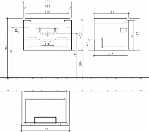 Тумба с раковиной Villeroy & Boch Subway 2.0 65 glossy white