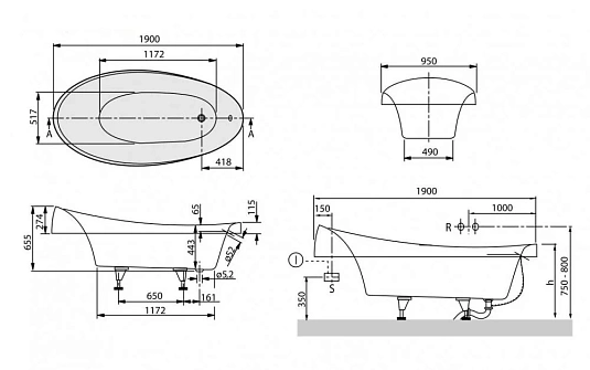 Квариловая ванна Villeroy & Boch Aveo UBQ194AVE7V-01 белый